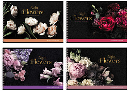 Альбом для рисования 40л. на спирали BG АР4гр40_тф 10897 "Night flowers", тиснение фольгой