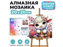 СГ Алмазная мозаика 20*20 MKA2020-108 Овечка в сакуре