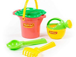 Песочный набор №351 4924 (ведро, ситечко, совок, грабли, лейка)