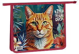 Папка для тетрадей А5 ArtSpace ПТ-715Л0003 "The Red Cat", пластик, на молнии