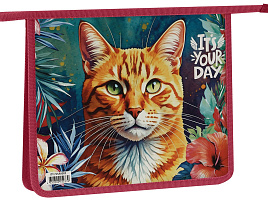 Папка для тетрадей А5 ArtSpace ПТ-715Л0003 "The Red Cat", пластик, на молнии