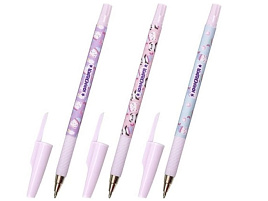 Ручка ЮНЛАНДИЯ 143731 "PURRMAID", синяя, SOFT TOUCH покрытие, узел 0,7 мм, линия письма 0,35 мм