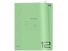 Тетрадь 12л. кос. линия  Т5ск12_пл 08900 "UniTone. Green", пластиковая прозрачная обложка