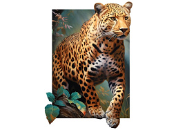 Алмазная мозаика 30*40 НД-6363 Леопард на охоте