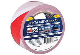Лента сигнальная Unibob, 50мм*150м, красно-белая, ИУ
