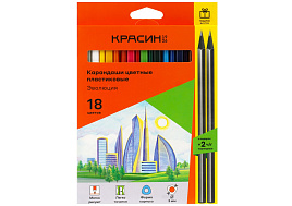 Карандаши цветные 18цв. Красин КР-180500 пластиковые "Эволюция", 18цв.+2 ч/г HB, заточен., картон, европодвес
