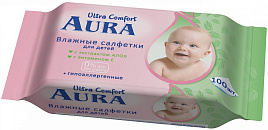 Влажные салфетки Детские 100шт AURA Алоэ+Витамин 6911