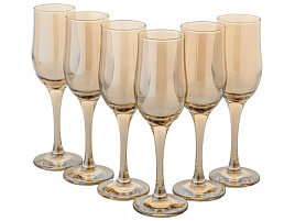 Набор бокалов для шампанского 6шт 160/05/5372 Золотистый мед 200мл