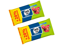 Влажные салфетки Emily Style 120шт.Райские цветы клапан
