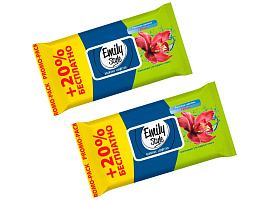 Влажные салфетки Emily Style 120шт.Райские цветы клапан