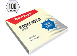 Блок самоклеящийся 75*75 Berlingo Lsn_39601 "Ultra Sticky", 100л, 4 пастельных цвета