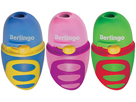 Точилка Berlingo 15014 пластиковая "Riddle" 1 отверстие, c регулятором заточки грифеля, контейнер, ассорти