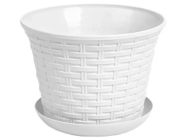 Кашпо цветочное 3л Ротанг 363006 Белый с/п
