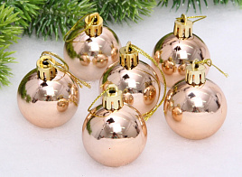 Набор шаров 4см 652-239 Глянец шампань 6шт