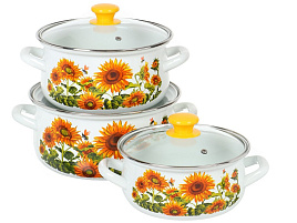 Набор кастрюль эмаль 3пр (2+3+4л) Подсолнечный-1-Экстра Керчь