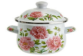 Кастрюля эмаль 3,6л EM-1503 Пионы