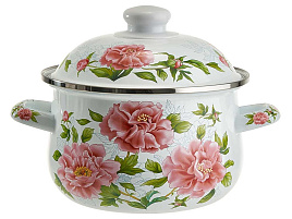 Кастрюля эмаль 3,6л EM-1503 Пионы