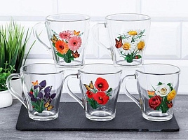 Кружка стекло 250мл 1649 Цветы, фрукты