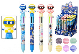 Ручка CM-7689 "КОСМОНАВТ", 6-ти цветная, цветной корпус с рисунком