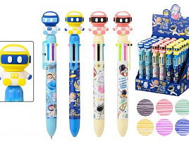 Ручка CM-7689 "КОСМОНАВТ", 6-ти цветная, цветной корпус с рисунком