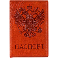 Обложка на паспорт OfficeSpace 311120 "Герб", кожзам, коричневый