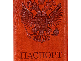 Обложка на паспорт OfficeSpace 311120 "Герб", кожзам, коричневый