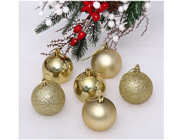 Шар 6см 201-1729 Микс фактур золото 1шт