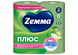 Туалетная бумага Zemma плюс 4шт.Яблоко 2-х сл.4шт.