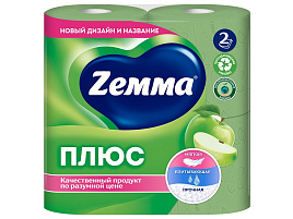 Туалетная бумага Zemma плюс 4шт.Яблоко 2-х сл.4шт.