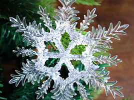 Подвеска пластик Снежинка серебро 12см НУ-5114