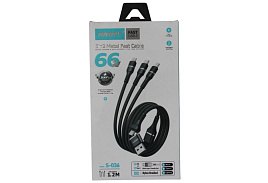 Кабель для телефона IP,Type-C, Micro USB ANSY S-036 3в1 1,2м