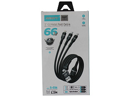 Кабель для телефона IP,Type-C, Micro USB ANSY S-036 3в1 1,2м