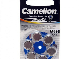 Батарейка Camelion ZA675 (6шт.на бл) для слух. аппаратов 1,4V620mAh