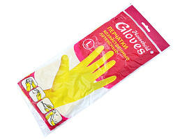 Перчатки резиновые Gloves L латекс желтые