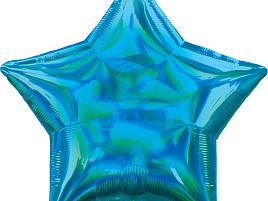 Шар надувной Ф19 Звезда блеск голуб.переливы 48см 1205-0134