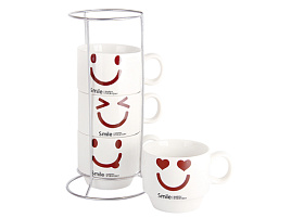 Набор кружек 5пр  5092 Smile на подставке
