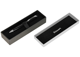 Ручка Luxor 8631 "Trident" синяя, 0,7мм, корпус черный/хром, поворотный механизм, футляр