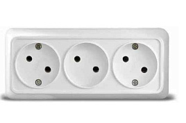 Розетка 3 м ОП Олимп без заземл. бел. 1160