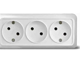 Розетка 3 м ОП Олимп без заземл. бел. 1160