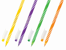 Ручка ЮНЛАНДИЯ 143019 "CANDY", СИНЯЯ, масляная, корпус ассорти, узел 0,6 мм, линия письма 0,3 мм