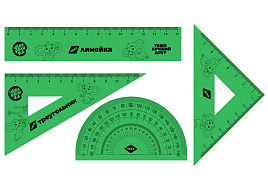 Набор чертежный Мульти-Пульти ЧБ_56496 Чебурашка (линейка 15см, 2 треугольника, транспортир), тонированный, с принтом, ПВХ зип-чехол