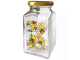 Банка для меда джема стекло 312мл 626-2218 Пчелы на сотах 5523