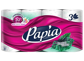 Туалетная бумага Papia 8шт.3-х сл.Тропическая экзотика