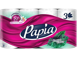 Туалетная бумага Papia 8шт.3-х сл.Тропическая экзотика