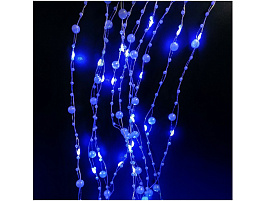Электрогирлянда штора 300л проволока жемчуг синяя 3*3м