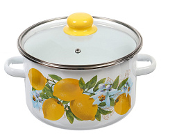 Кастрюля эмаль 4л 1MD201S/4834 Лимоны индукция
