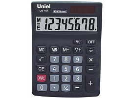 Калькулятор Uniel настольный UB-101 8 разрядов, двойное питание, 142х101х26,5