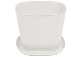 Кашпо цветочное 5л квадратное 385006 белый с/п