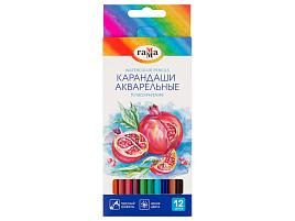 Карандаши цветные 12цв. Гамма WP12_042026 акварельные "Классические", шестигранные, заточен., картон. упак., европодвес