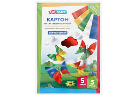 Цветной картон А4 5л. 5цв. ArtSpace КМА4_37976 металлизированный зеркальный, в папке
